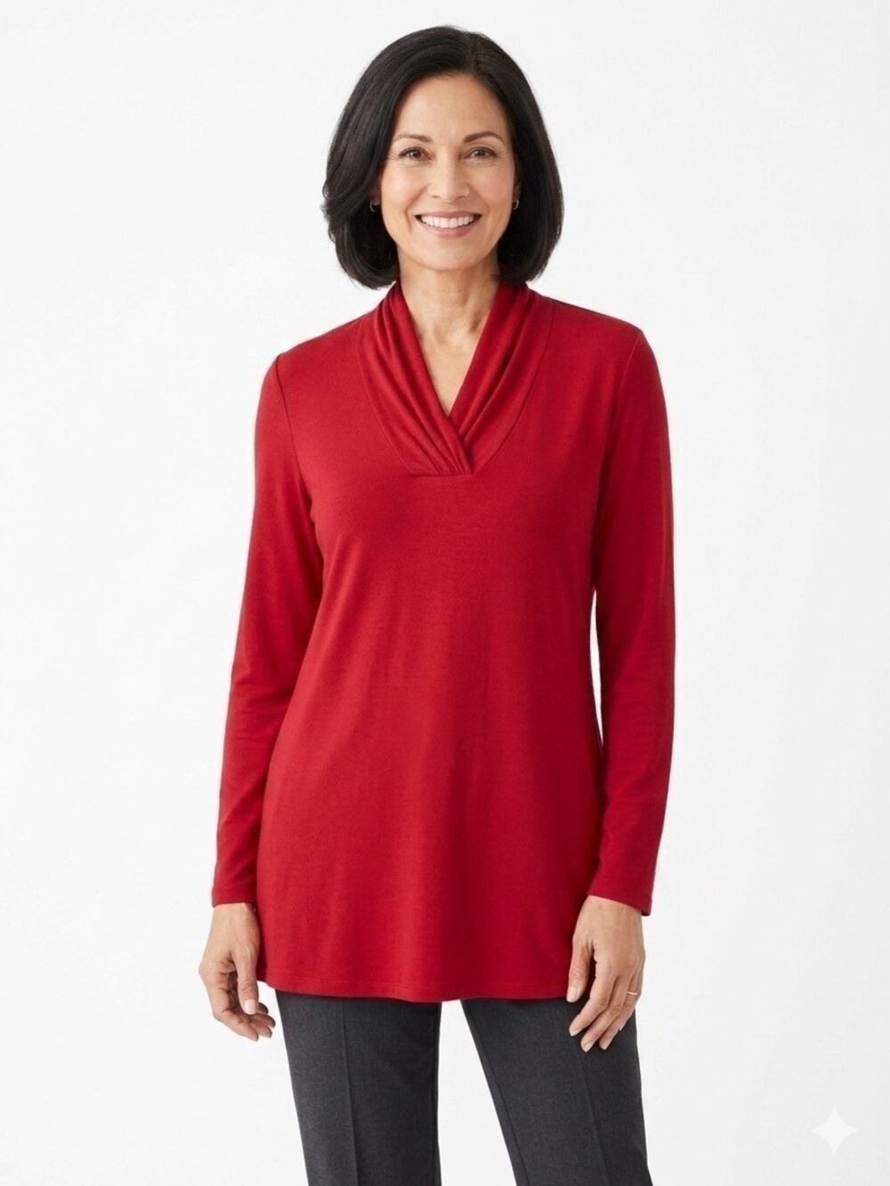 J. Jill Red V-Neck Stretch tunic Top Large